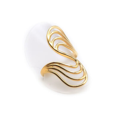 Edelstahl-Ring „Golden Steel Arcs“