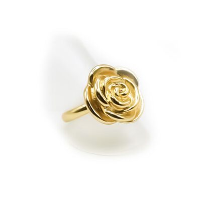 Edelstahl-Ring „Golden Steel Rose“