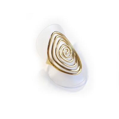 Edelstahl-Ring „Golden Steel Spiral“