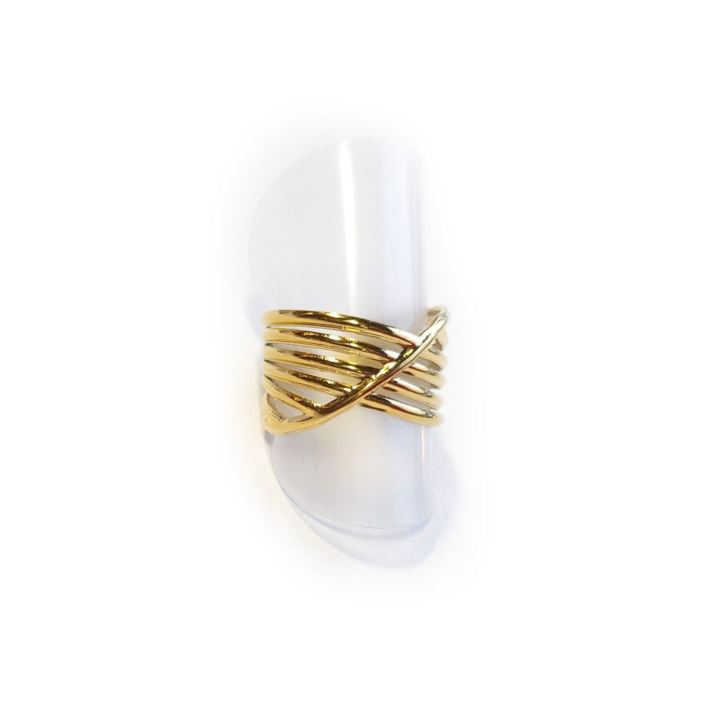 Edelstahl-Ring gold - Stripes