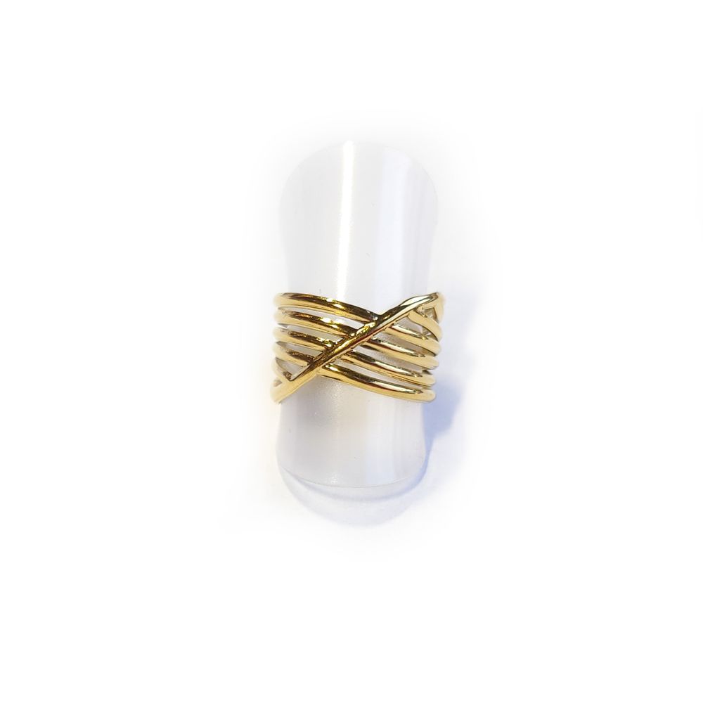 Edelstahl-Ring gold - Stripes
