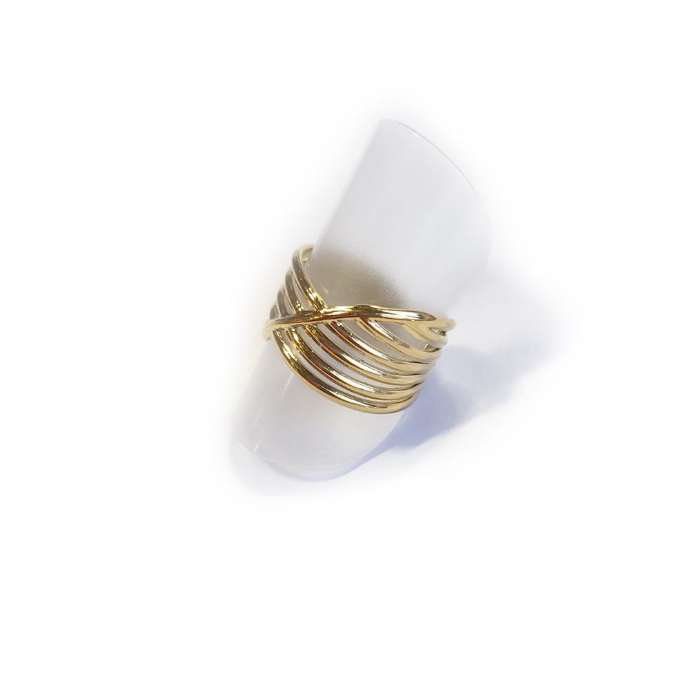 Edelstahl-Ring gold - Stripes