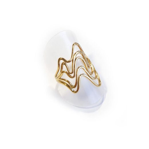 Edelstahl-Ring gold - Wellen