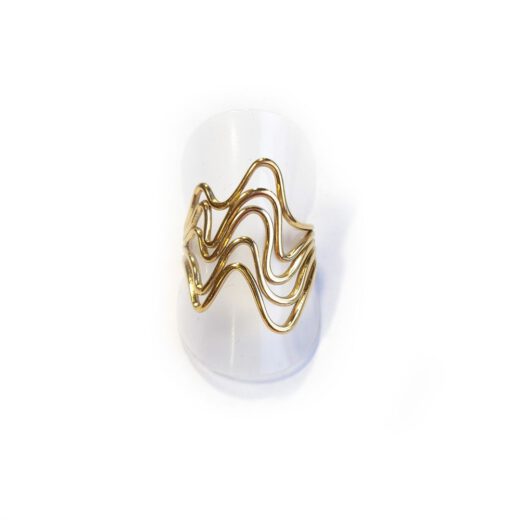 Edelstahl-Ring gold - Wellen