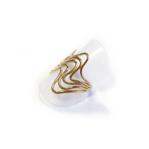 Edelstahl-Ring gold - Wellen
