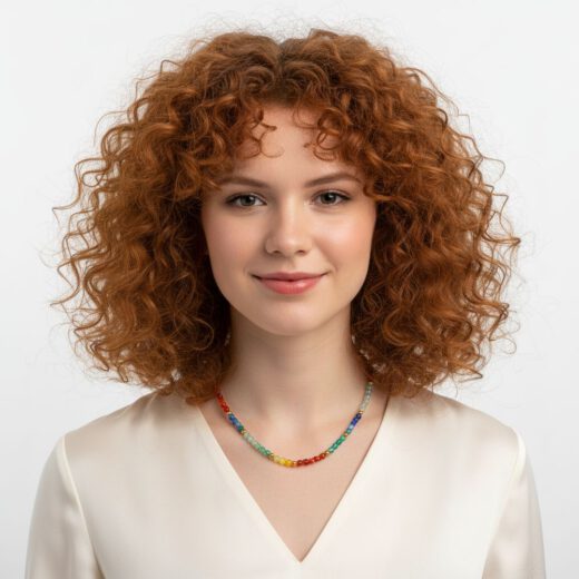 Naturstein-Kette Bunt-Achat gold
