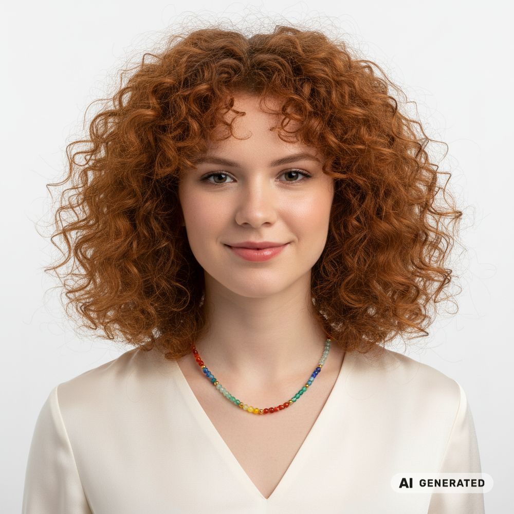 Naturstein-Kette Bunt-Achat gold - KI generiert