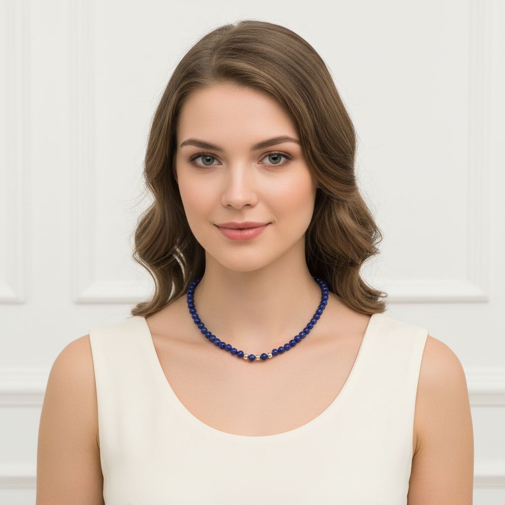 Naturstein-Kette Lapislazuli silber