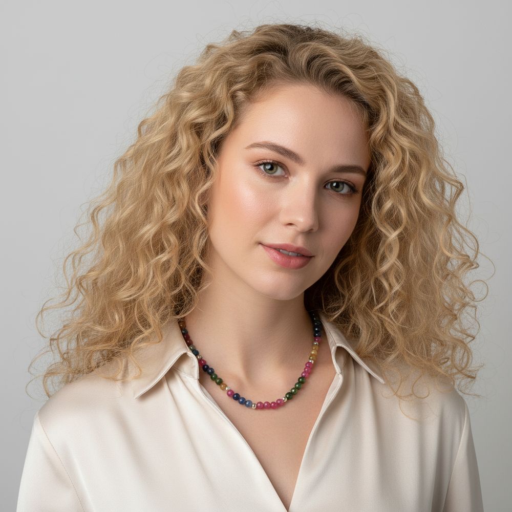 Naturstein-Kette Turmalin silber