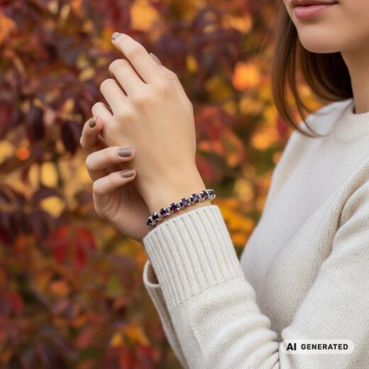 Kristall-Armband Amethyst silber - KI-generiert