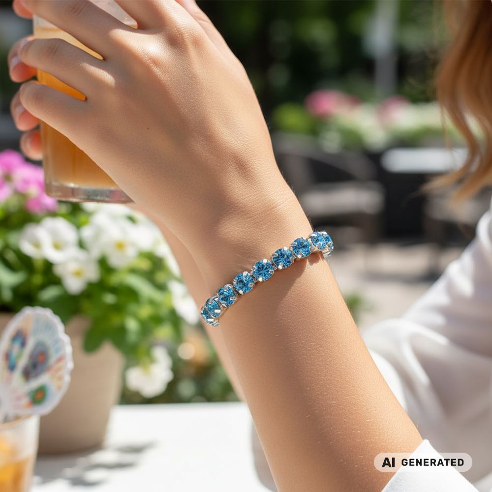 Kristall-Armband Aquamarin silber - KI-generiert