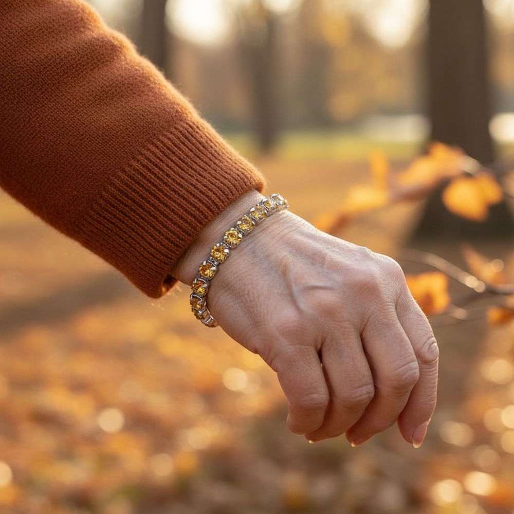 Kristall-Armband Citrin silber