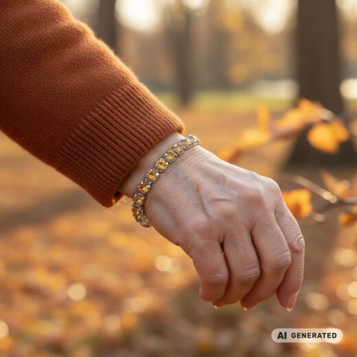 Kristall-Armband Citrin silber - KI-generiert