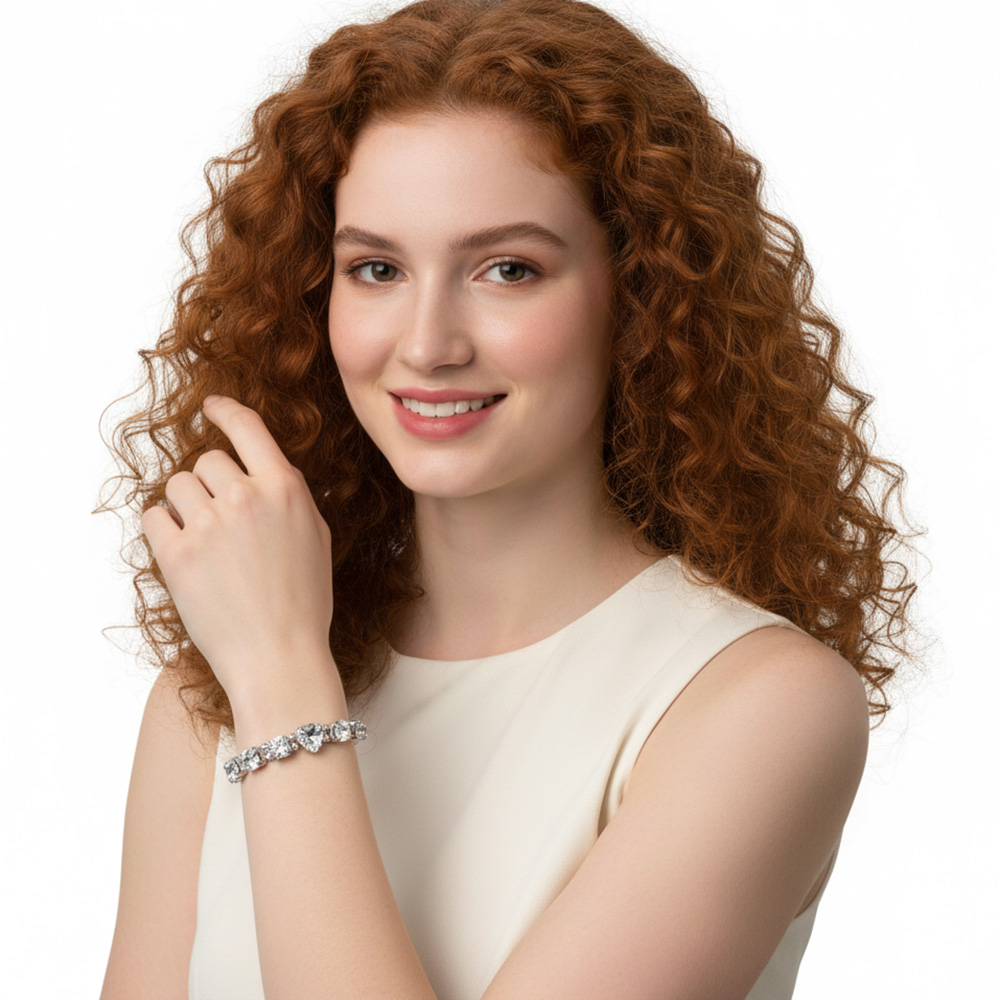 Kristall-Armband Diamond Heart silber