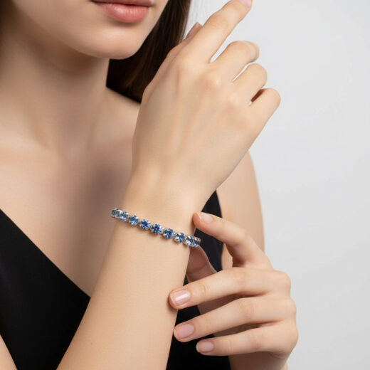 Kristall-Armband Heller Saphir silber