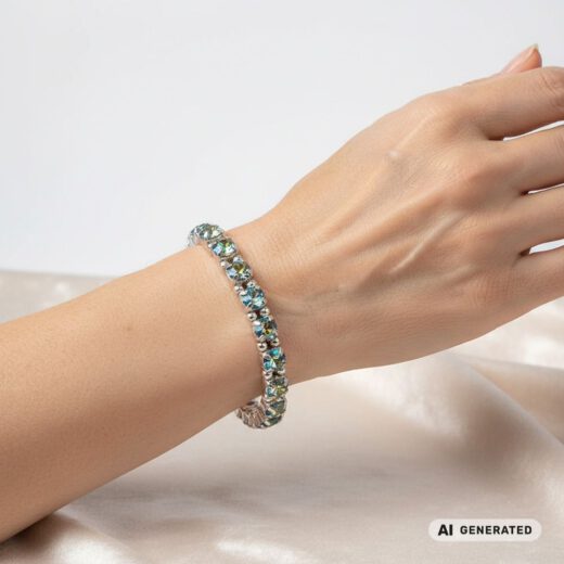 Kristall-Armband Morgenzauber silber - KI-generiert