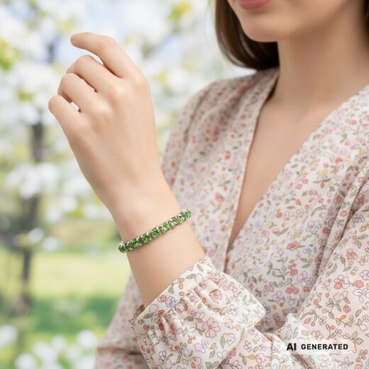 Kristall-Armband Peridot silber - KI-generiert