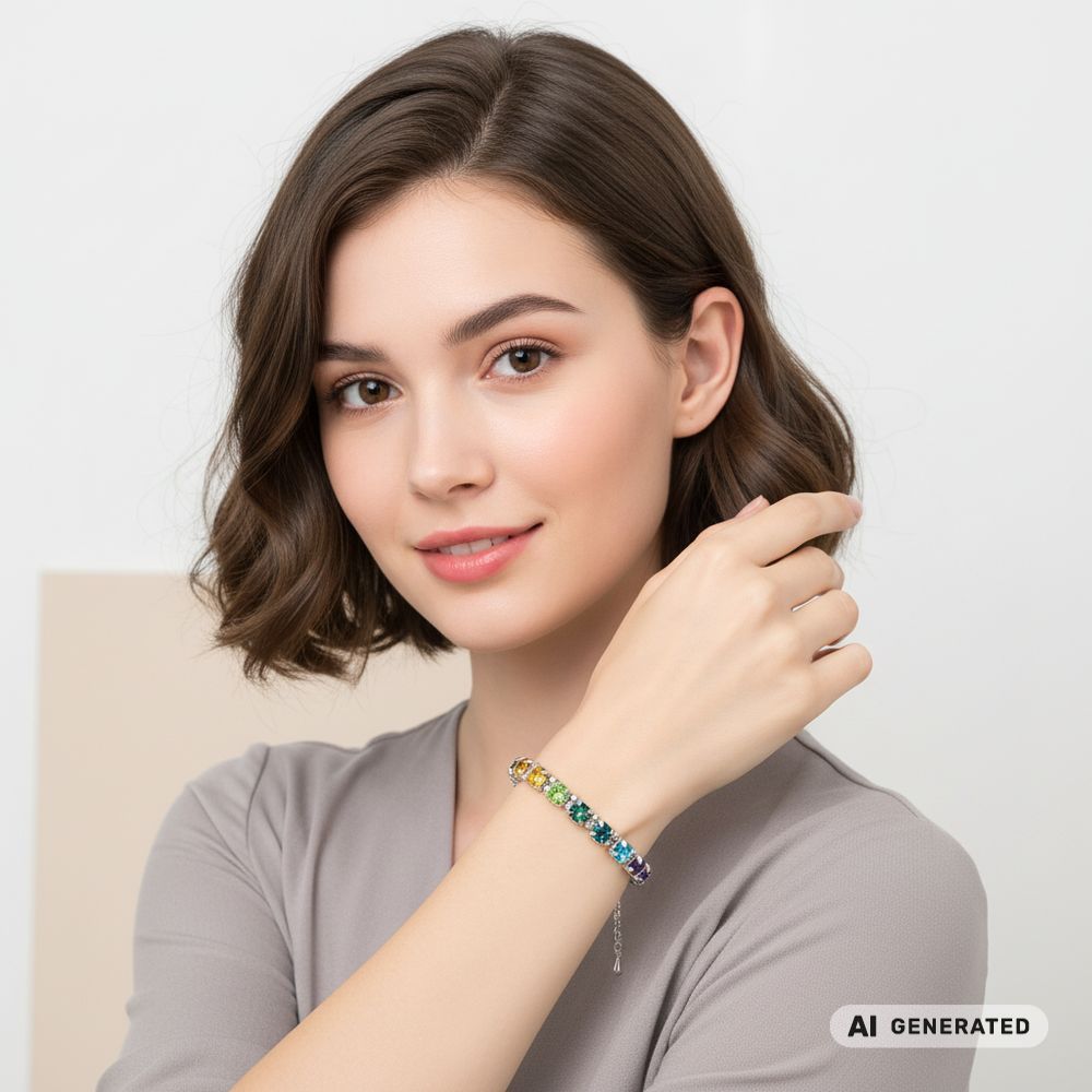 Kristall-Armband Regenbogenzauber silber - KI-generiert