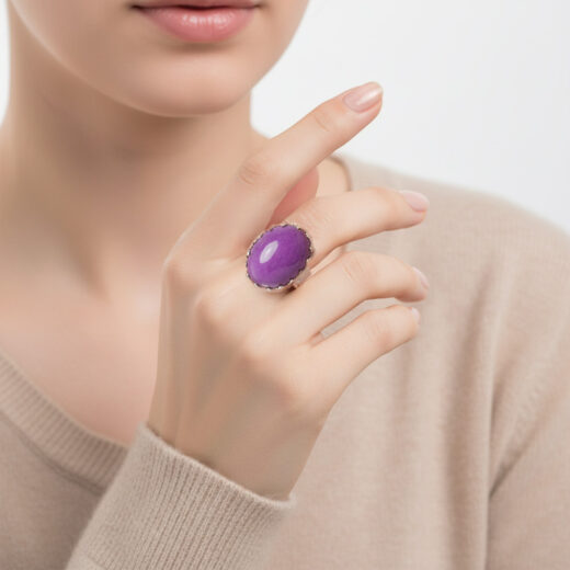 Naturstein-Ring Amethyst silber