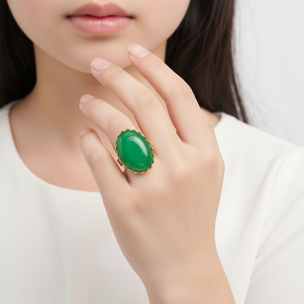 Naturstein-Ring Crysopras gold