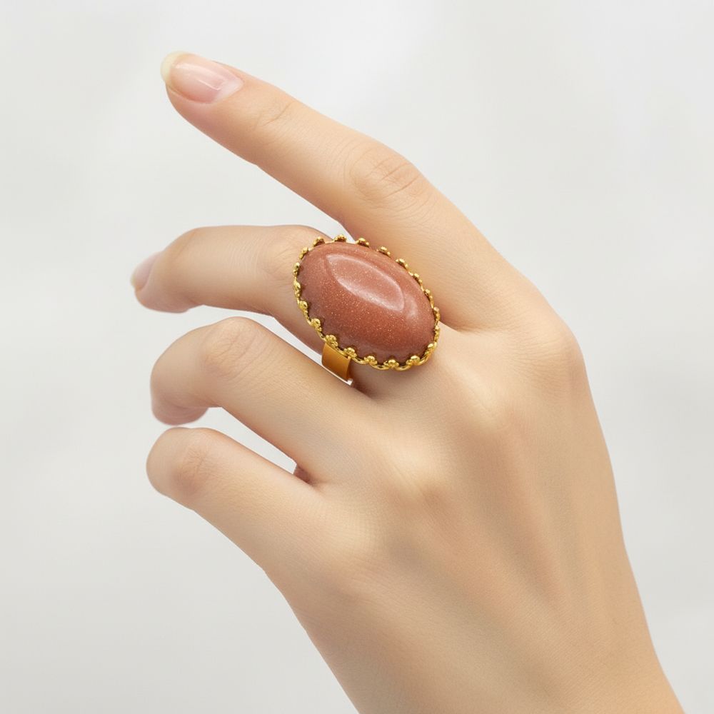 Naturstein-Ring Goldsandstein gold