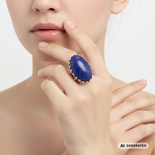 Naturstein-Ring Lapislazuli silber - KI generiert