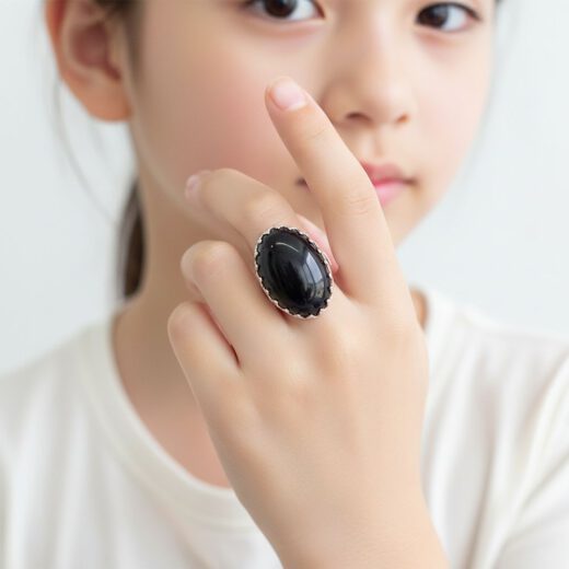 Naturstein-Ring Onyx silber