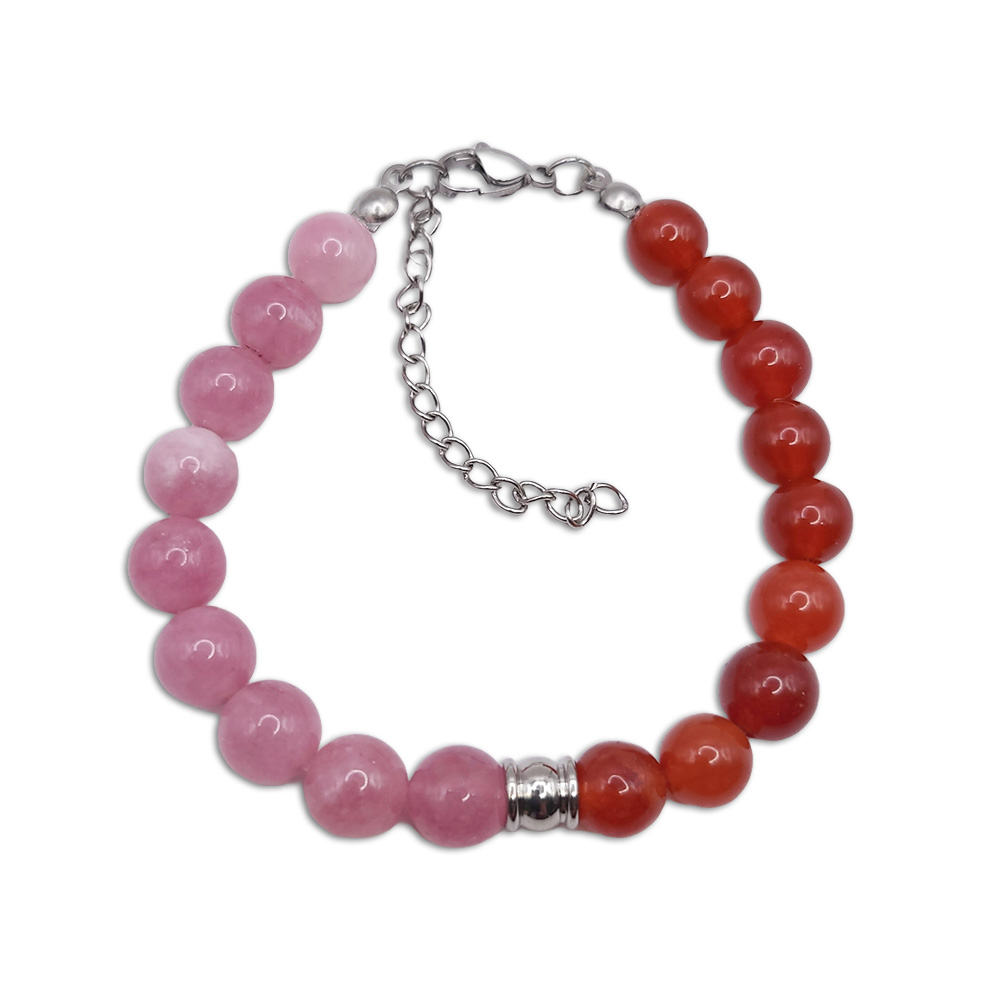 Naturstein-Armband Karneol + Rosenquarz 8mm