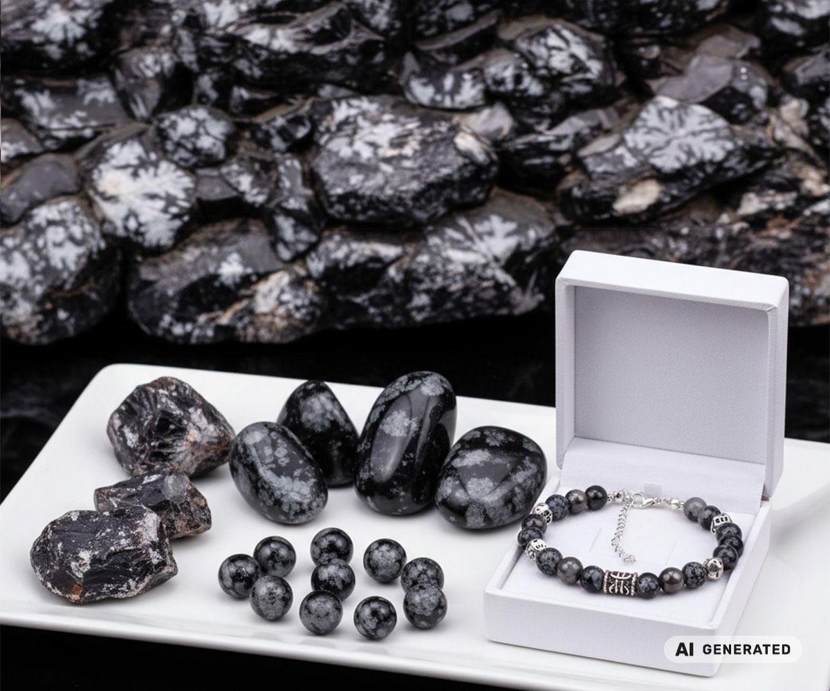 Schneeflocken-Obsidian - KI-generiertes Bild