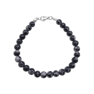 Natur-Edelstein-Armband „Schneeflocken-Obsidian“ 6mm
