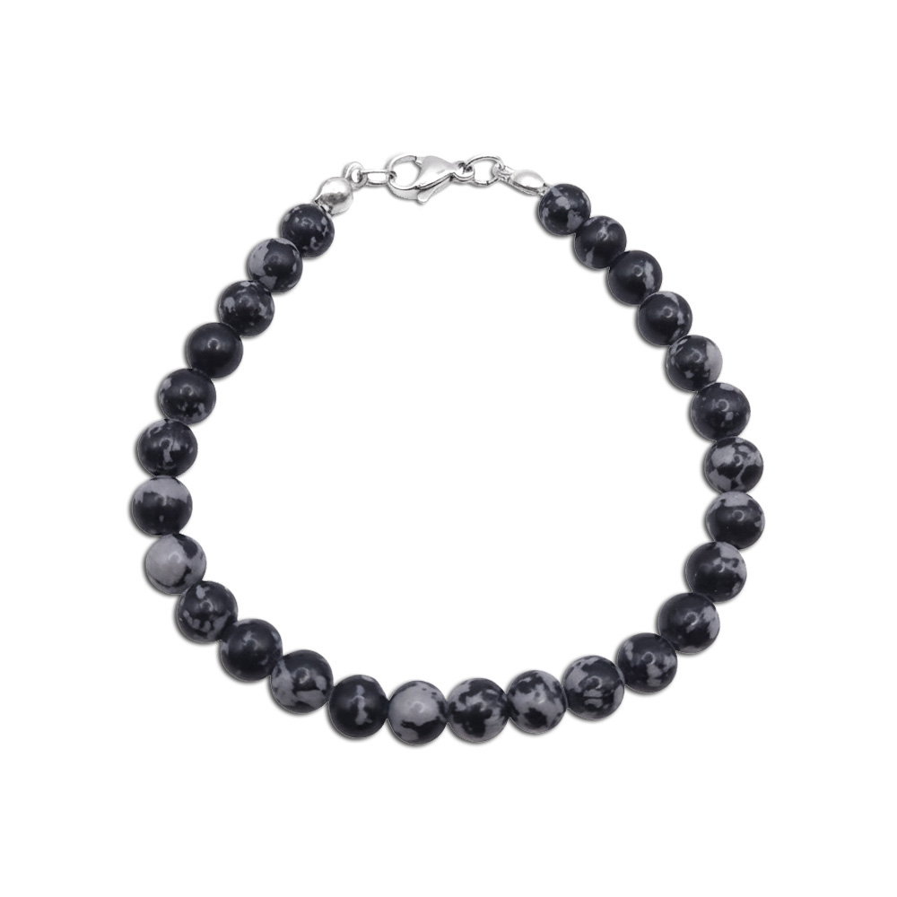 Natur-Edelstein-Armband "Schneeflocken-Obsidian" 6mm