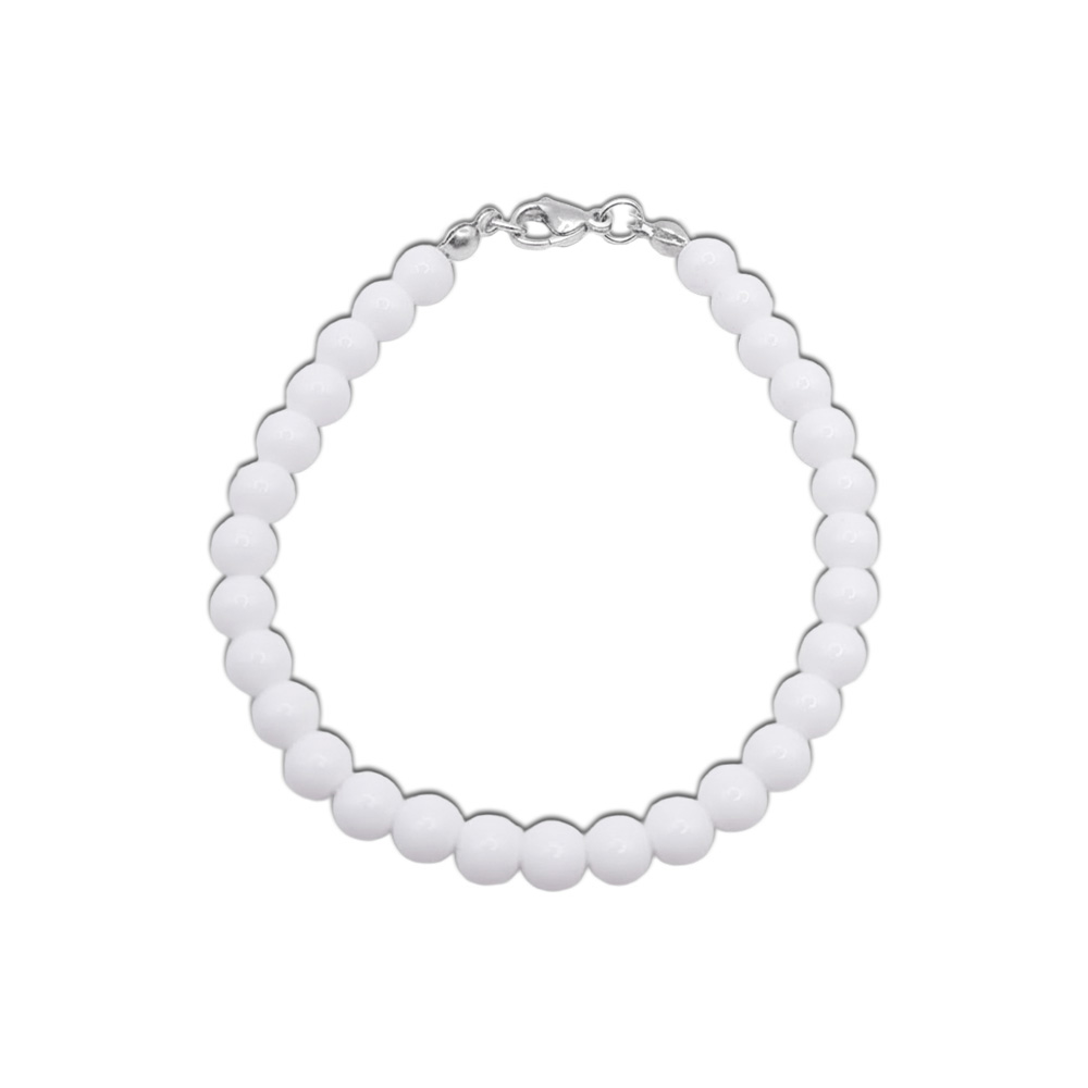 Natur-Edelstein-Armband "Weißer Achat" 6mm