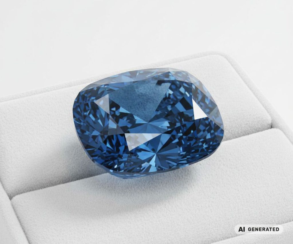Blue-Moon-Diamant - KI-generierte künstlerische Interpretation dieses Edelsteins