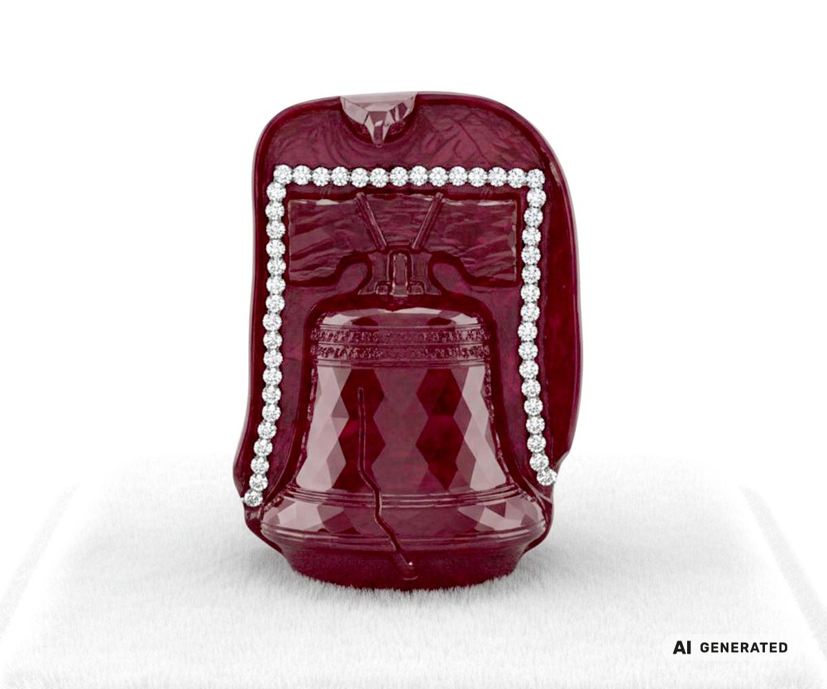 Liberty Bell Rubin - KI-generierte künstlerische Interpretation dieses Edelsteins