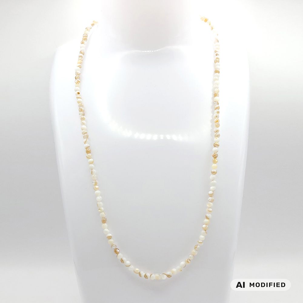 Natur-Edelstein-Kette "Muschelperlen" 3mm silber