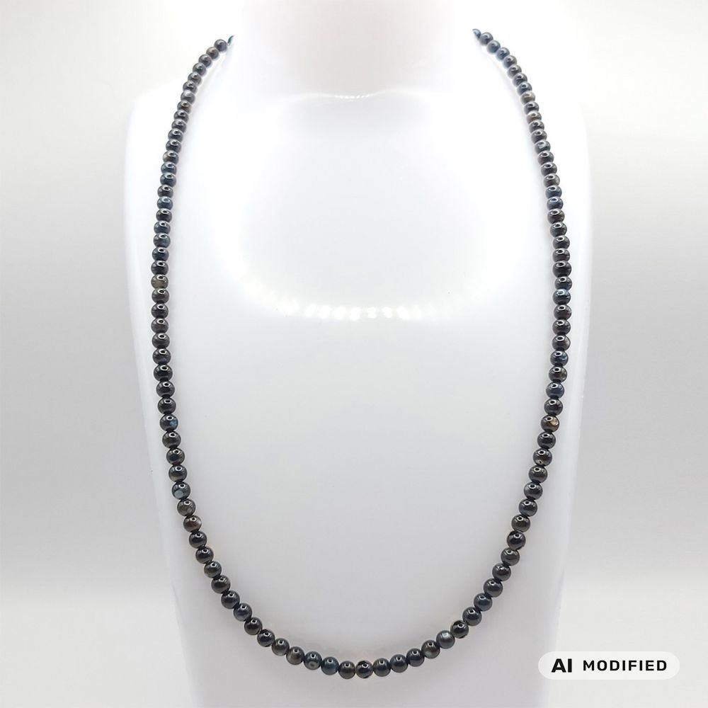 Natur-Edelstein-Kette "Obsidian" 4mm silber