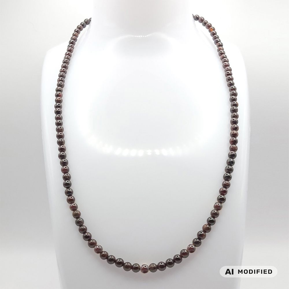 Natur-Edelstein-Kette "Brauner Achat" 4mm silber